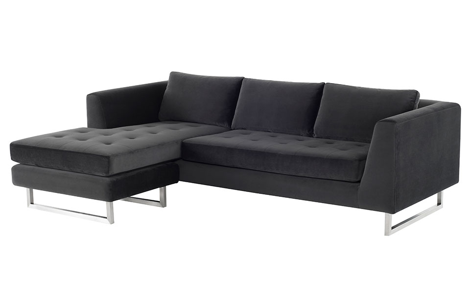 Matthew Charcoal Tufted Sectional Sofa
