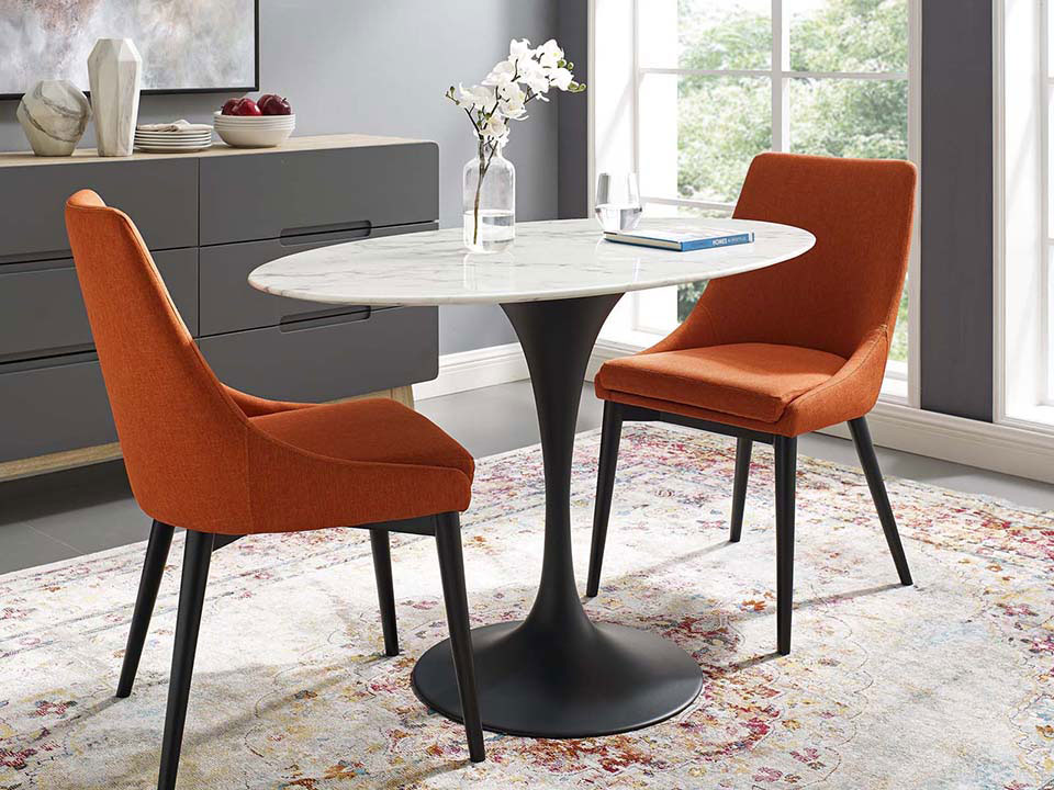 Decker Oval Tulip Dining Table with Black Base