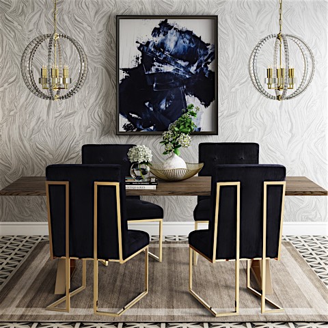 Allison Tufted Velvet Dining Chair With, Dining Room Chairs With Gold Legs